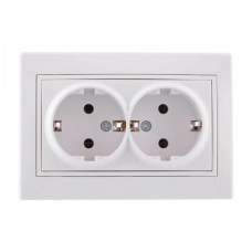 Розетка двойная с/з LEZARD Mira белая 701-0202-127B
