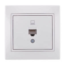 Розетка одинарная компьютерная LEZARD Mira белая 701-0202-139