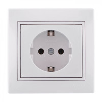 Розетка одинарная с/з LEZARD Mira белая 701-0202-122B
