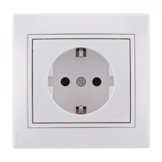 Розетка одинарная с/з LEZARD Mira белая 701-0202-122B