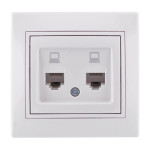 Розетка двойная компьютерная LEZARD Mira белая 701-0202-141