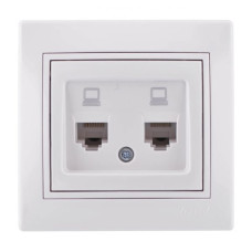 Розетка двойная компьютерная LEZARD Mira белая 701-0202-141