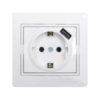 Розетка с/з с USB LEZARD Mira белый 701-0202-181