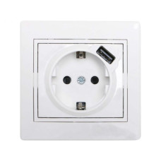 Розетка с/з с USB LEZARD Mira белый 701-0202-181