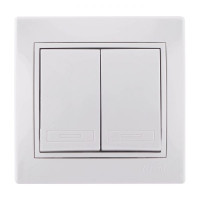 Выключатель двухклавишный LEZARD Mira белый 701-0202-101