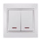 Выключатель двухклавишный с подсветкой LEZARD Mira белый 701-0202-112