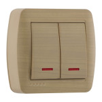 Выключатель двухклавишный накладной с подсветкой LEZARD Demet клен IP20 711-4700-112