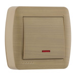 Выключатель одноклавишный накладной с подсветкой LEZARD Demet клен IP20 711-4700-111