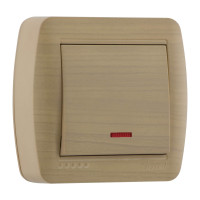 Выключатель одноклавишный накладной с подсветкой LEZARD Demet клен IP20 711-4700-111