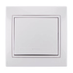 Выключатель одноклавишный с белой вставкой LEZARD Mira белый 701-0202-100