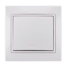 Выключатель одноклавишный с белой вставкой LEZARD Mira белый 701-0202-100