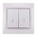 Выключатель проходной двухклавишный с белой вставкой LEZARD Mira белый 701-0202-106