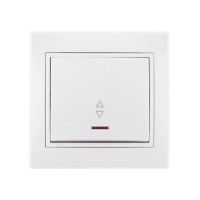 Выключатель проходной одноклавишный с белой вставкой и подсветкой LEZARD Mira белый 701-0202-114