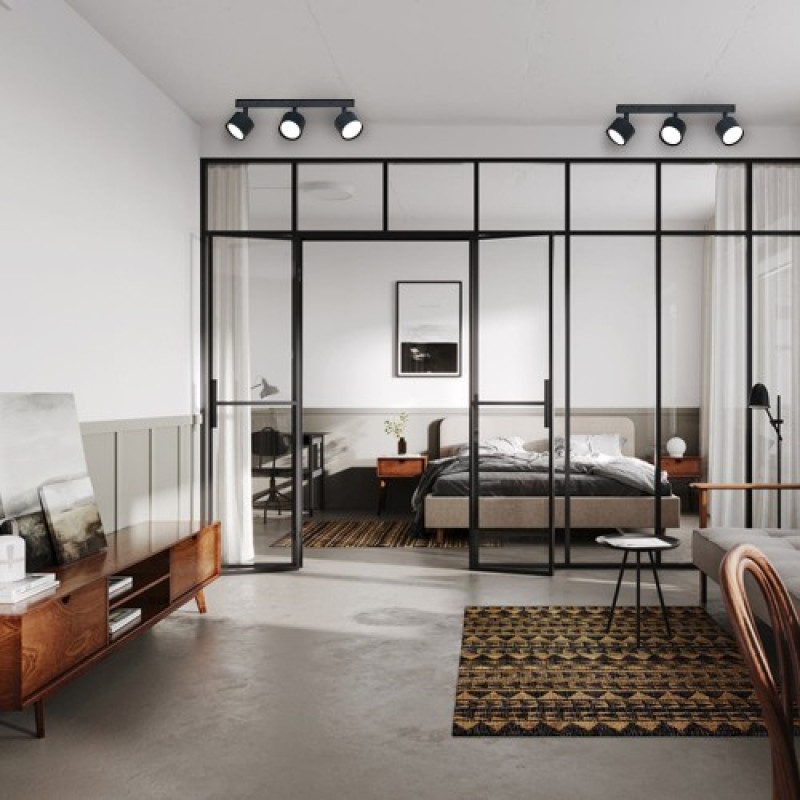 Накладной поворотный светильник спот Ledcoin ML411-3 черный под лампу (80317)