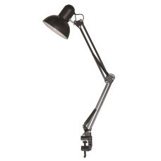 Лампа настольная телескопическая LEBRON L-TL-Tel-LONG, E27, 40W, струбцина, черная 15-11-79