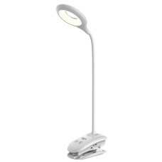 LED настольная лампа с клипсой LEBRON L-TL-L-Clip-46, 5W, 4100K, Li-ion 1200mAh, белая, USB 15-13-46