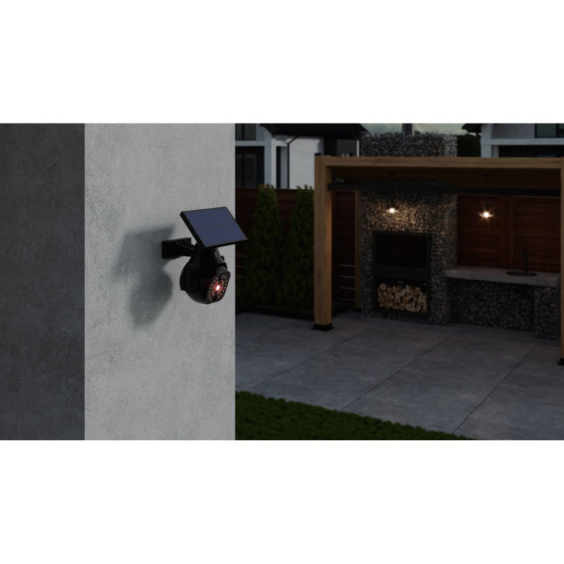 Прожектор на солнечной батарее с датчиком движения и сумерек GTV GUARDOS, 300Lm, 6400K, IP65 (LD-GUARDOS