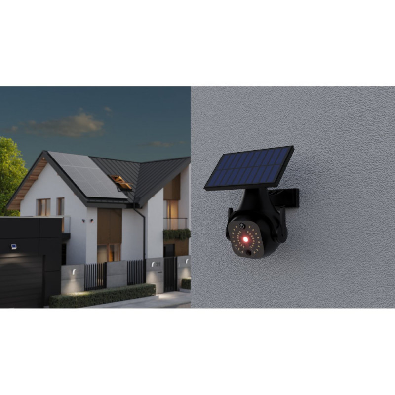 Прожектор на солнечной батарее с датчиком движения и сумерек GTV GUARDOS, 300Lm, 6400K, IP65 (LD-GUARDOS