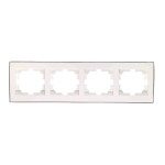 Рамка четверная горизонтальная с боковой вставкой хром LEZARD Rain белая 703-0225-149