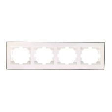 Рамка четверная горизонтальная с боковой вставкой хром LEZARD Rain белая 703-0225-149