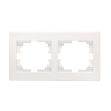 Рамка двойная горизонтальная с боковой вставкой LEZARD Rain белая 703-0202-147