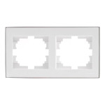 Рамка двойная горизонтальная с боковой вставкой хром LEZARD Rain белая 703-0225-147