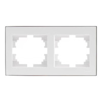 Рамка двойная горизонтальная с боковой вставкой хром LEZARD Rain белая 703-0225-147
