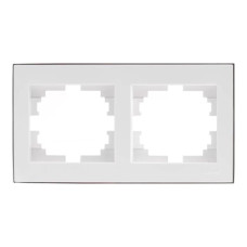 Рамка двойная горизонтальная с боковой вставкой хром LEZARD Rain белая 703-0225-147