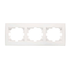 Рамка тройная горизонтальная с боковой вставкой хром LEZARD Rain белая 703-0225-148