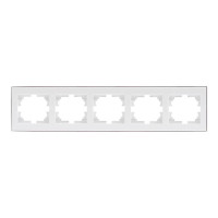 Рамка пятерная горизонтальная с боковой вставкой хром LEZARD Rain белая 703-0225-150