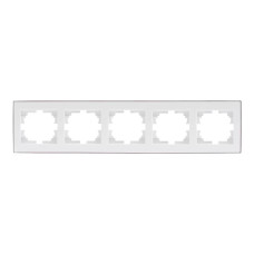 Рамка пятерная горизонтальная с боковой вставкой хром LEZARD Rain белая 703-0225-150