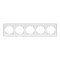 Рамка пятерная горизонтальная с боковой вставкой хром LEZARD Rain белая 703-0225-150