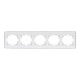 Рамка пятерная горизонтальная с боковой вставкой хром LEZARD Rain белая 703-0225-150