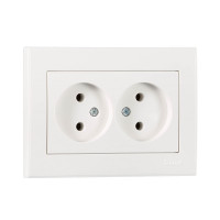 Розетка двойная б/з LEZARD Rain белая 703-0202-128B