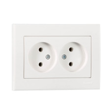 Розетка двойная б/з LEZARD Rain белая 703-0202-128B