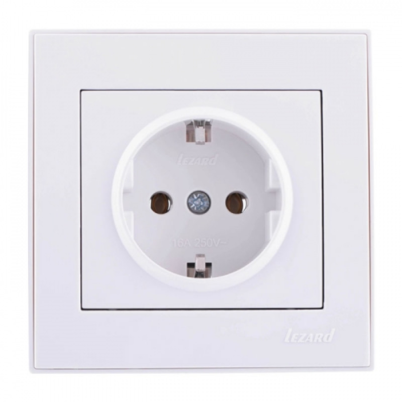 Розетка одинарная б/з LEZARD Rain белая 703-0288-121B
