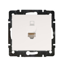 Розетка одинарная компьютерная RJ-45 LEZARD Rain белая 703-0288-139