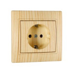 Розетка одинарная с/з LEZARD Mira дуб отбеленный 701-5252-122В