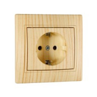 Розетка одинарная с/з LEZARD Mira дуб отбеленный 701-5252-122В