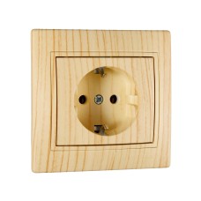 Розетка одинарная с/з LEZARD Mira дуб отбеленный 701-5252-122В