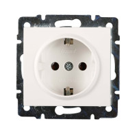 Розетка одинарная с/з LEZARD Rain белая 703-0288-122B