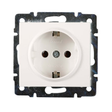 Розетка одинарная с/з LEZARD Rain белая 703-0288-122B