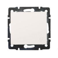 Розетка одинарная с/з и крышкой LEZARD Rain белая ПБТ