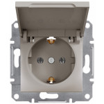 Розетка одинарная с/з и крышкой SCHNEIDER Asfora бронза EPH3100169