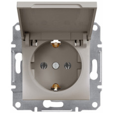 Розетка одинарная с/з и крышкой SCHNEIDER Asfora бронза EPH3100169