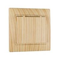 Розетка одинарная с/з с крышкой LEZARD Mira дуб отбеленный 701-5252-123В