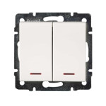 Выключатель двухклавишный с подсветкой LEZARD Rain белый 703-0288-112