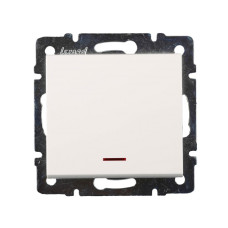 Выключатель одноклавишный с подсветкой LEZARD Rain белый 703-0288-111