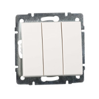 Выключатель трехклавишный LEZARD Rain белый 703-0288-109