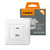 Розетка USB-A+USB-C PD20W белая VIDEX BINERA